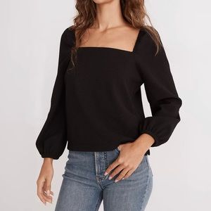 Square-Neck Puff-Sleeve Top